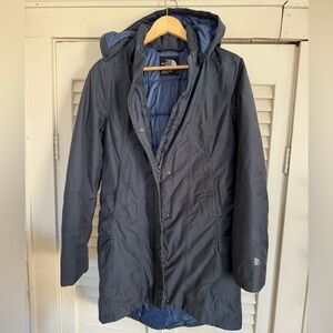 North Face Dryvent Insulated Parka Jacket sz Small Navy Blue